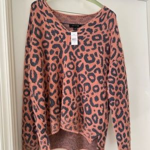 NWT Ann Taylor pink and gray animal print sweater size M